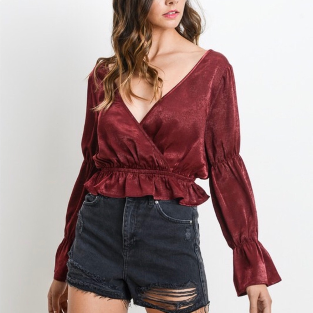 Burgundy Satin Top